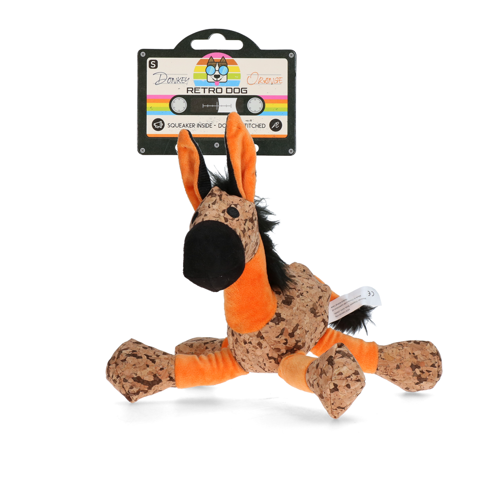 Retrodog Donkey Orange S – Nostalgisches Spielzeug Aus Weichem Kork
