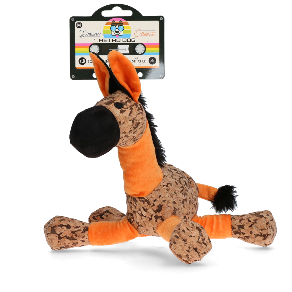 Retrodog Donkey Orange M – Weiches Nostalgie Spielzeug Mit Quietscher