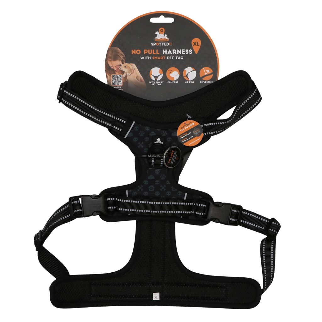 Spotted Pro No Pull Harnes Dunkelgrau XL – Optimaler Komfort für Hunde