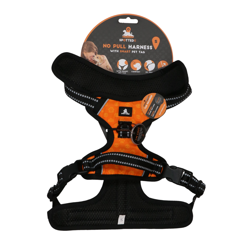 Spotted Pro No Pull Harnass Orange S – Optimale Druckverteilung für Komfort