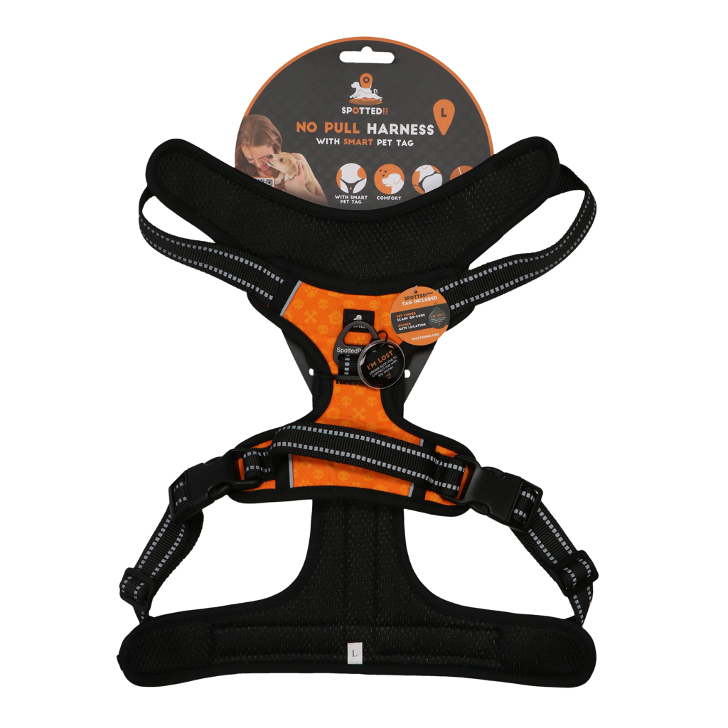 Spotted! Pro No Pull Harnisch Orange L – Optimaler Komfort und Druckverteilung