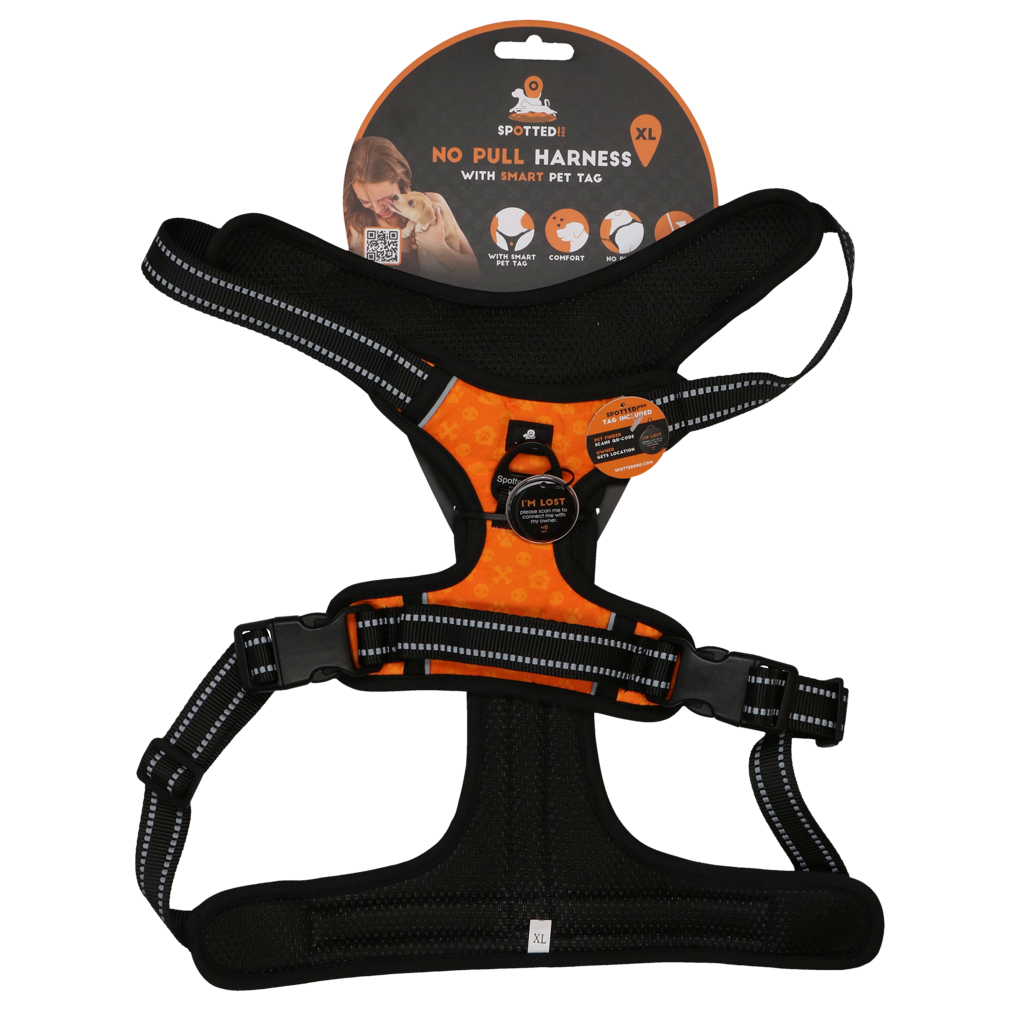 Spotted! Pro No Pull Harnes Orange XL – Komfortables Anti-Pull Geschirr