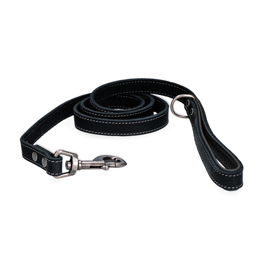 Spotted! Pro Leder Hundeleine Schwarz – Hochwertiges Rindsleder Für Optimale Haltbarkeit
