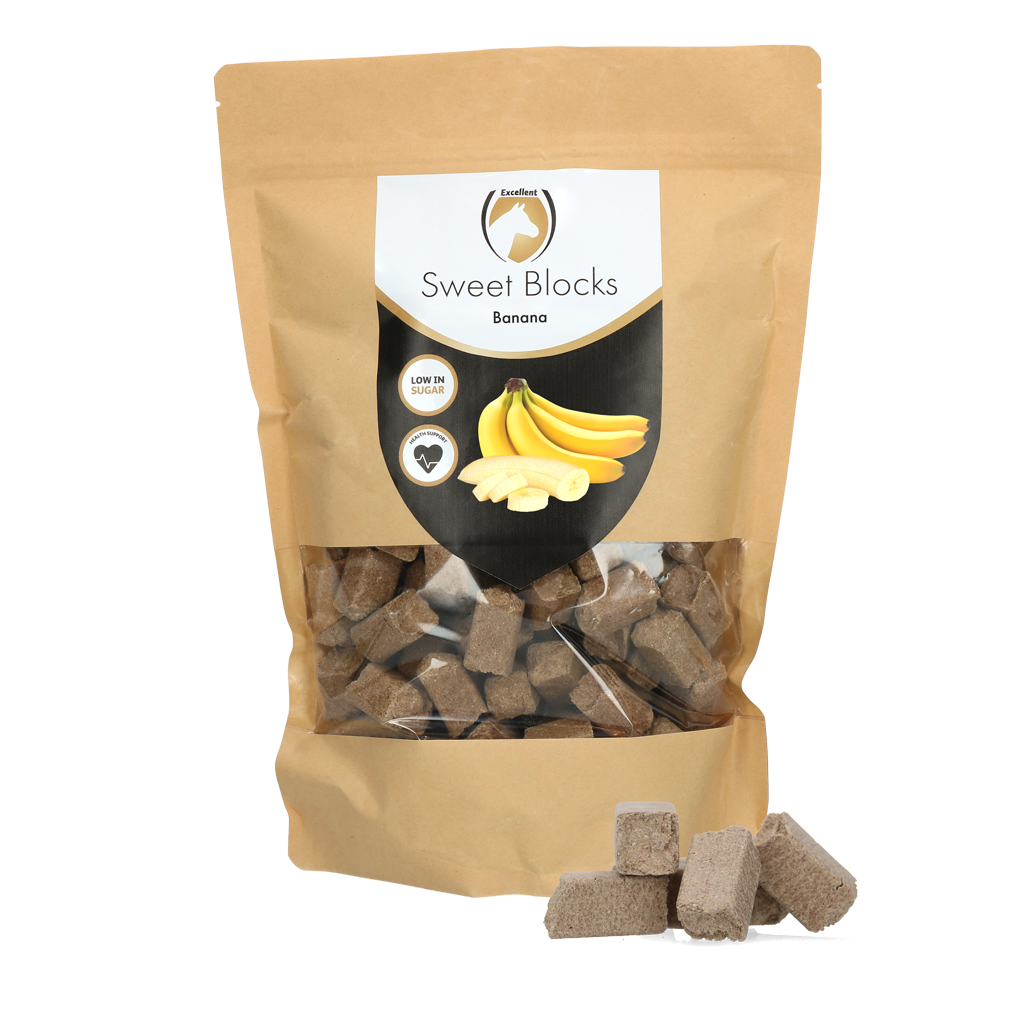 Excellent Horse Sweet Blocks Banane 1 kg – Zuckerarme Pferdeleckerbissen