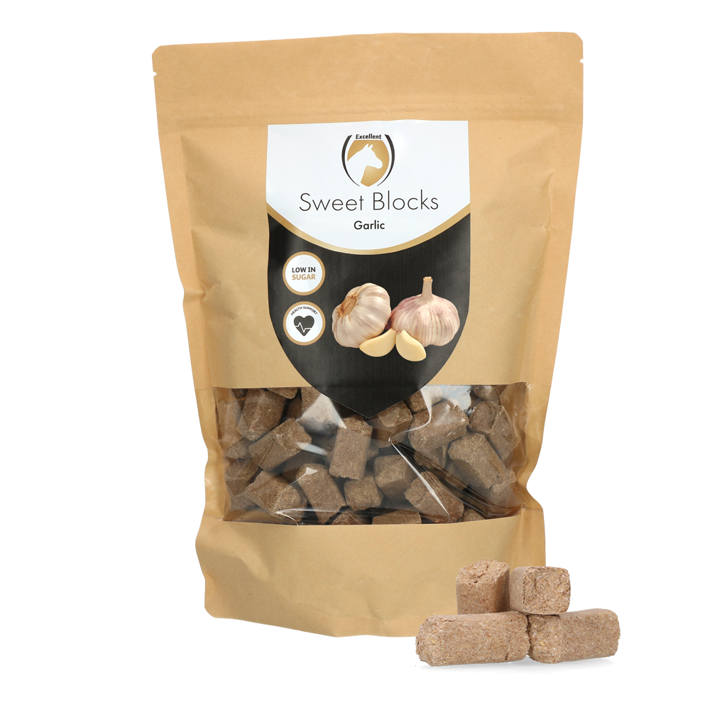Excellent Horse Sweet Blocks Knoblauch 1 kg – Zuckerarmer Leckerbissen für Pferde