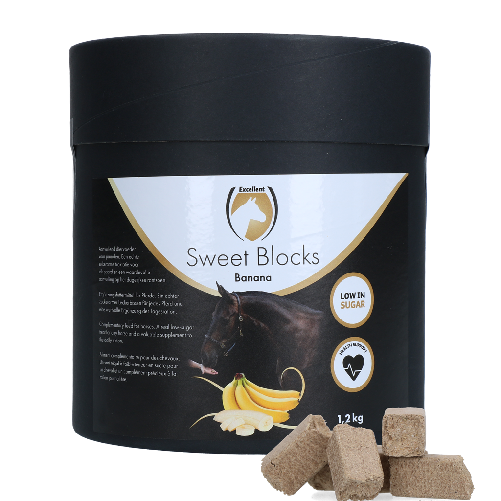 Excellent Horse Sweet Blocks Banane 1,2 kg – Zuckerarme Leckerbissen für Pferde