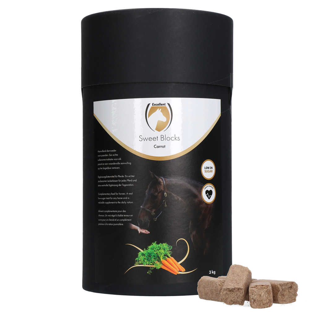 Excellent Horse Sweet Blocks Karotte 3 kg – Zuckerarme Leckerbissen Für Pferde
