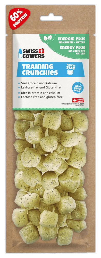 SwissCowers Käse Crunchies Training Energy Plus – Knusprige Käsesnacks mit Grüntee