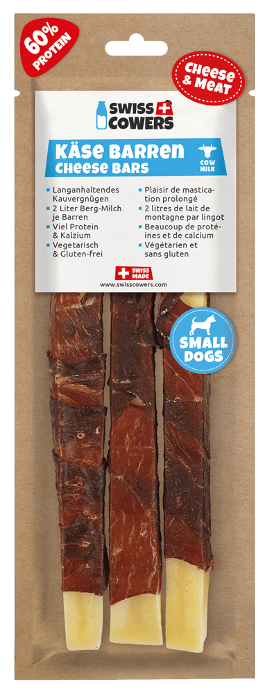 SwissCowers Käse Bars Black Angus S – Hochwertige Proteinquelle für Starke Zähne und Knochen