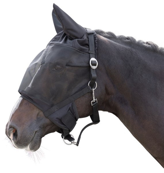 PferdeGlück Halfter Mit Integrierter Fliegenschutzmaske Cob – Optimaler Sitz Durch Dehnbares Lycra-Material
