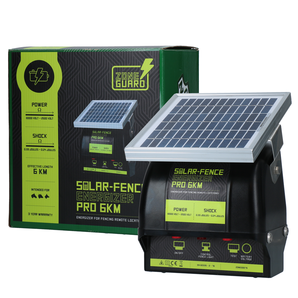 ZoneGuard Solar-Zaun-Energizer Pro 6 km – Umweltfreundliche Energieversorgung
