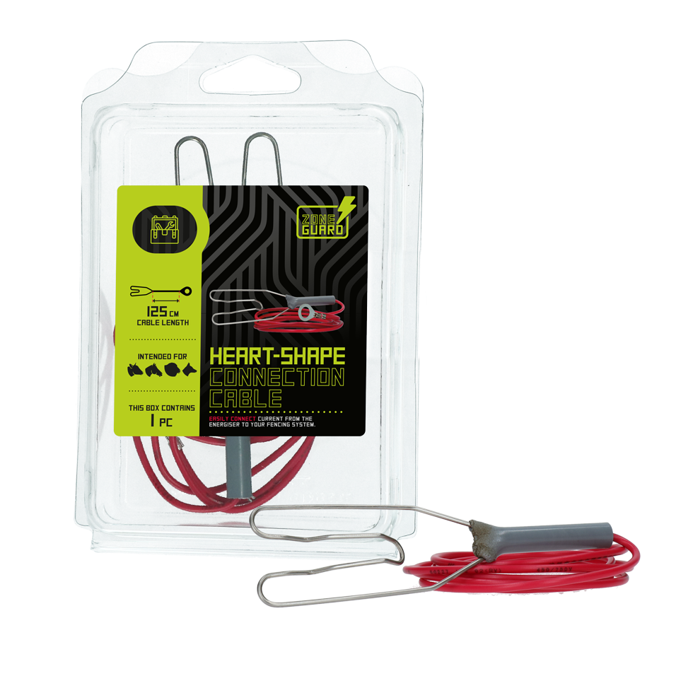 ZoneGuard Herzmodell Anschlusskabel 125 cm – Ideal Für Elektrozaungeräte