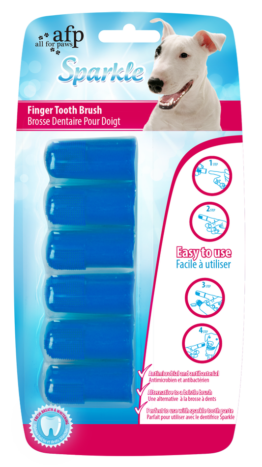 AFP Sparkle Fingerbürste 6er-Pack – Antimikrobielle Zahnpflege für Haustiere