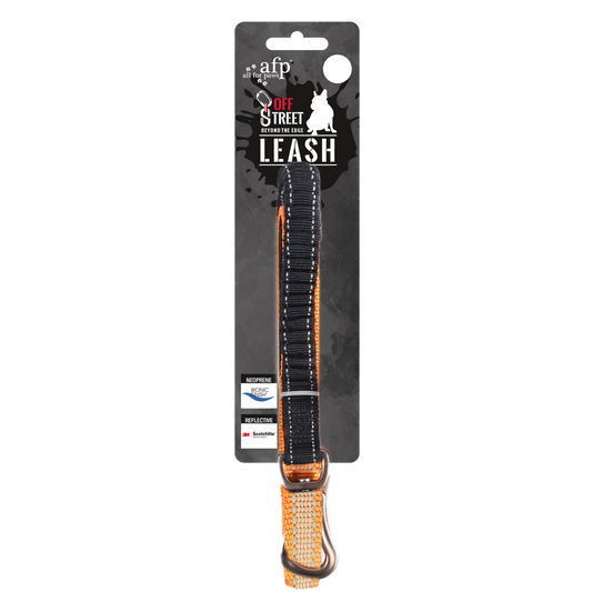 AFP Off Street Hundeleine Mandarine S – Komfortabler Neoprengriff Mit Reflektierenden Nähten
