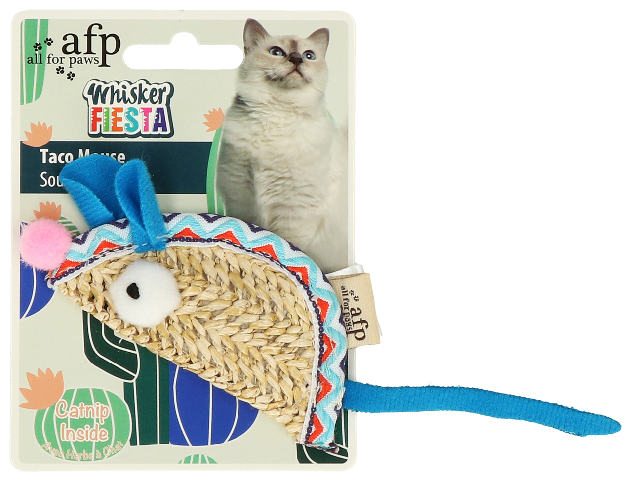 AFP Whisker Fiesta Taco Maus – Buntes Katzenspielzeug Mit Catnip und Weichen Bällchen