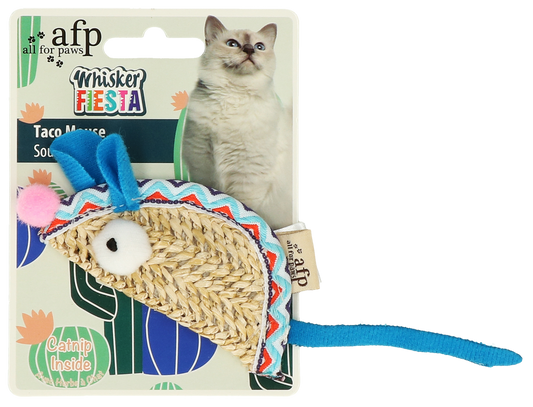 AFP Whisker Fiesta Taco Maus – Buntes Katzenspielzeug Mit Catnip und Weichen Bällchen