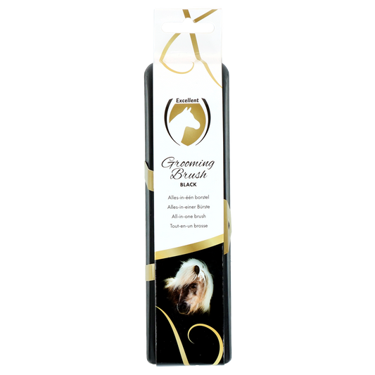 Excellent Pferdebürste M Schwarz – Ergonomischer Griff für Bequemes Grooming