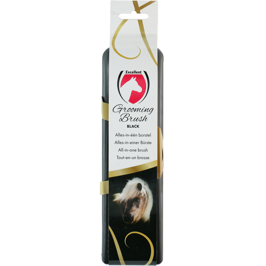 Excellent Horse Excellent Putzbürste L Schwarz – Ergonomischer Griff für Bequemes Grooming