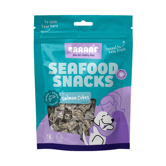 Braaaf Seafood Lachswürfel – 100 Prozent Fisch für Allergiker