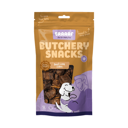 Braaaf Butchery Snacks Rinderlung Würfel 85 g – 100 Prozent Natürliches Qualitätsfleisch