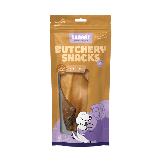 Braaaf Butchery Snacks Rinderohr 2 Stück – 100 Prozent Natürliche Kausnacks