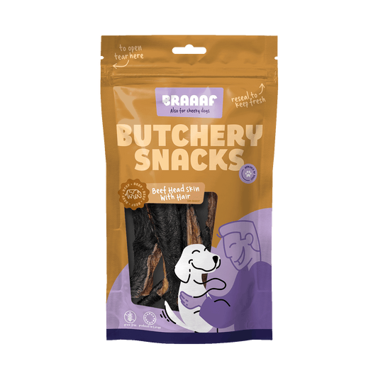 Braaaf Butchery Snacks Rinderkopfhaut 150 g – 100 Prozent Natürliches Qualitätsfleisch