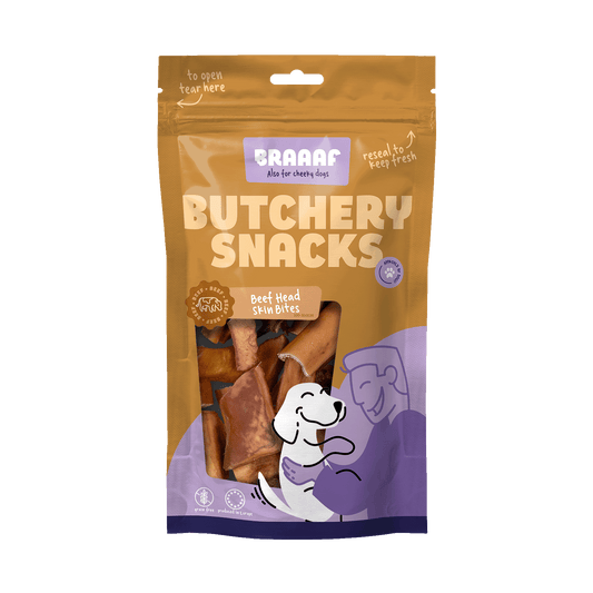 Braaaf Butchery Snacks Rinderkopfhautstücke 150 g – 100 Prozent Natürliches Qualitätsfleisch