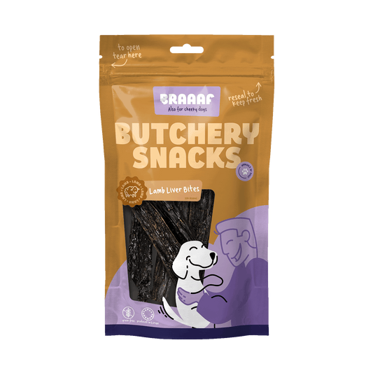 Braaaf Butchery Snacks Lammleber-Häppchen 120 g – 100 Prozent Natürliche Kausnacks