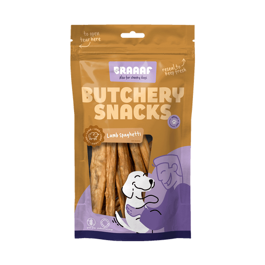 Braaaf Butchery Snacks Lamm Spaghetti 85 g – 100 Prozent Natürliches Qualitätsfleisch