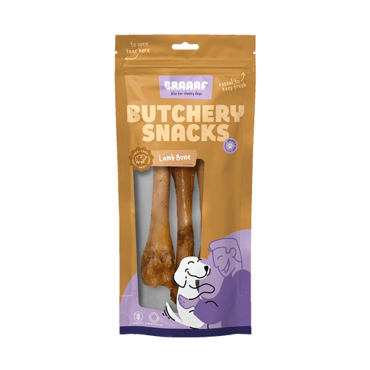 Braaaf Butchery Snacks Lammknochen 3 Stück – 100 Prozent Natürliche Kausnacks