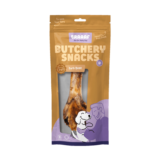 Braaaf Butchery Snacks Schweineknochen 1 Stück – 100 Prozent Natürliches Qualitätsfleisch