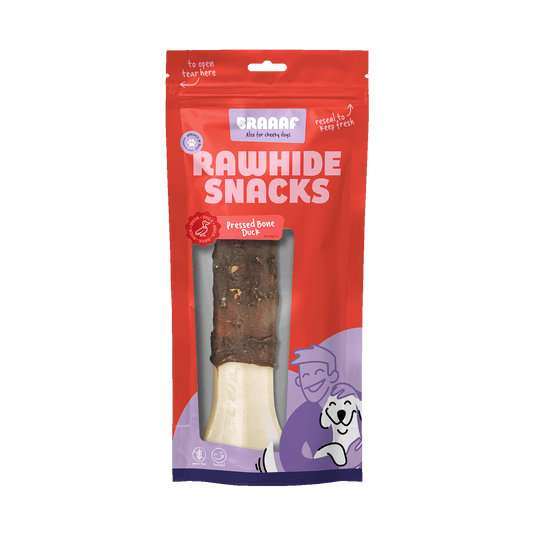 Braaaf Rohhaut Pressed Bone Ente – Zahnpflege Snack für Hunde