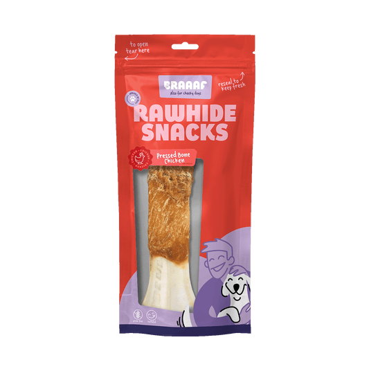 Braaaf Rawhide Pressed Bone Huhn – Zahnpflege durch Kauen