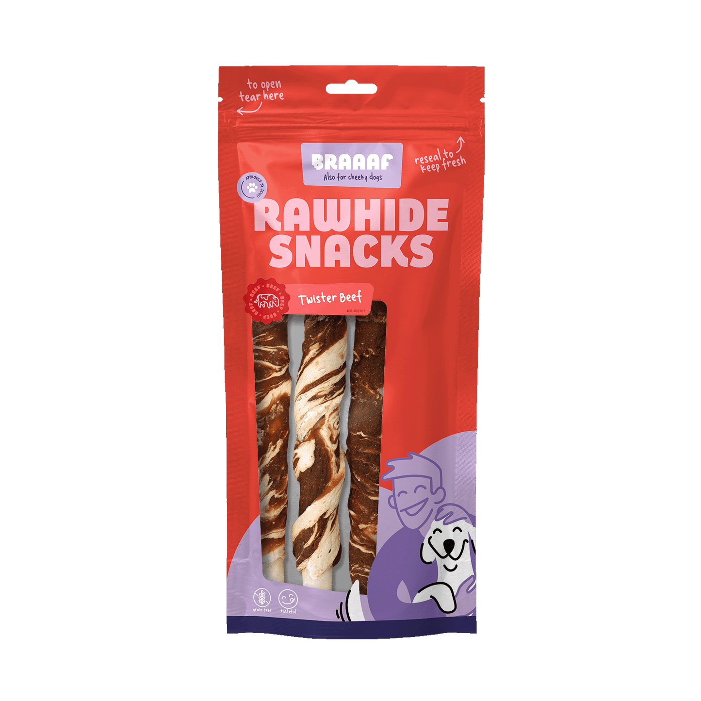 Braaaf Rawhide Twister Rind & Fisch – Hochwertige Kausnacks für Gesunde Mundhygiene