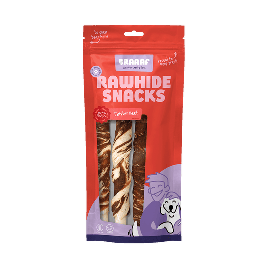 Braaaf Rawhide Twister Rind & Fisch – Hochwertige Kausnacks für Gesunde Mundhygiene