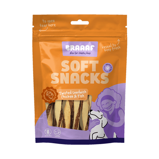 Braaaf Soft Snack Gedrehte Sandwich – Getreidefrei Für Empfindliche Hunde