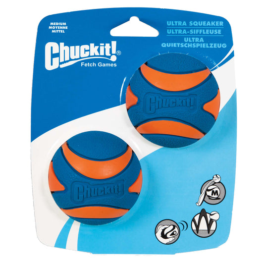 Chuckit! Ultra Squeaker Ball M – Hohe Sprungkraft und Spielvergnügen