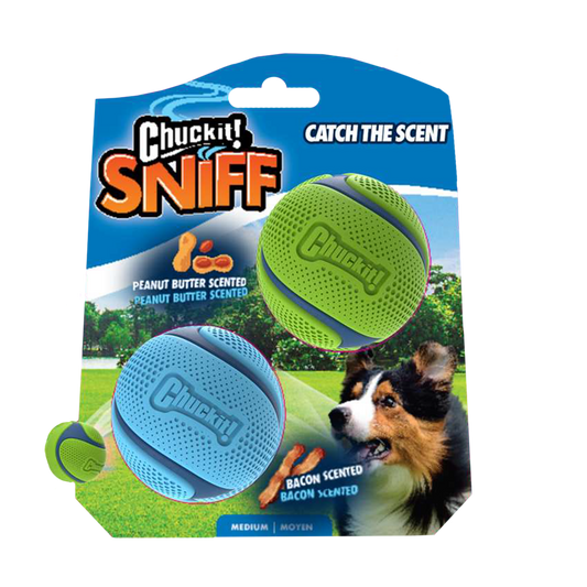 Chuckit! Sniff Fetch Ball Bacon Und Erdnussbutter M 2-Pack – Duftende Spielbälle Für Mehr Spaß Beim Apportieren