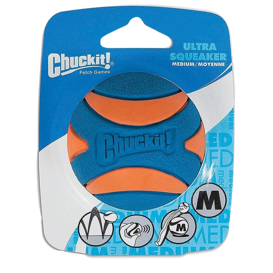 Chuckit Ultra Squeaker Ball M – Hohe Sprungkraft und Spielvergnügen