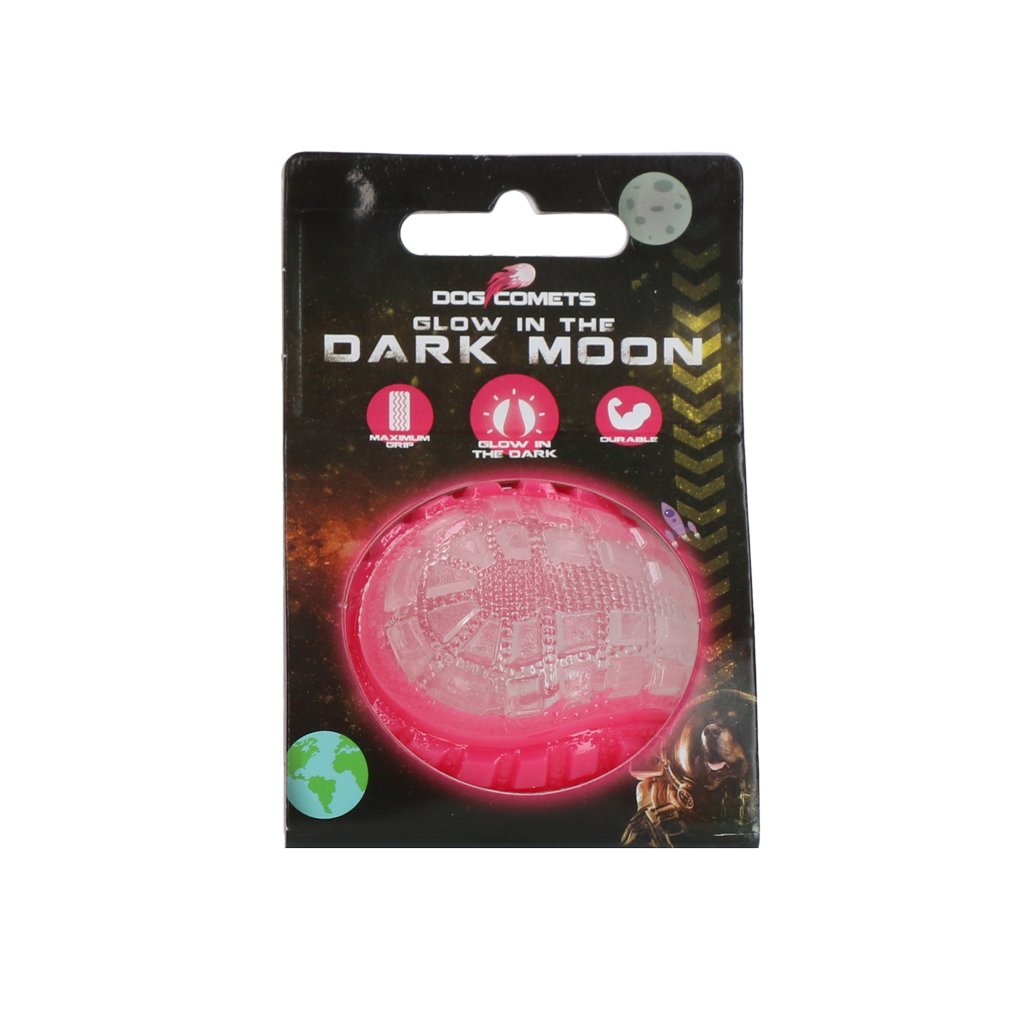 Dog Comets Glow In The Dark Moon Ball S Rosa – Leuchtet Im Dunkeln Für Unendlichen Spielspaß