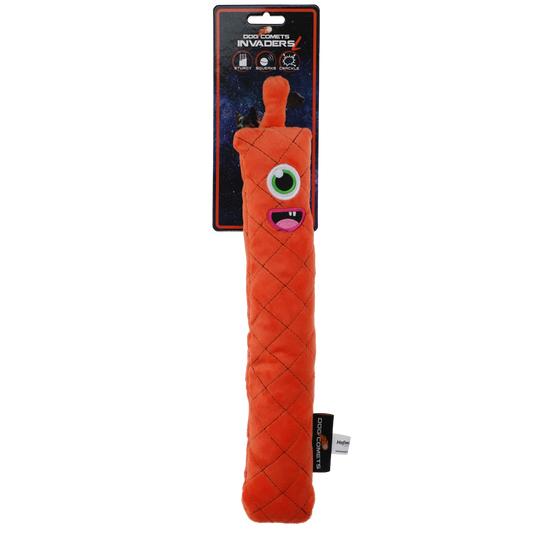 Dog Comets Invaders Orange L – Kuscheliges Wurfspielzeug mit Knistereffekt