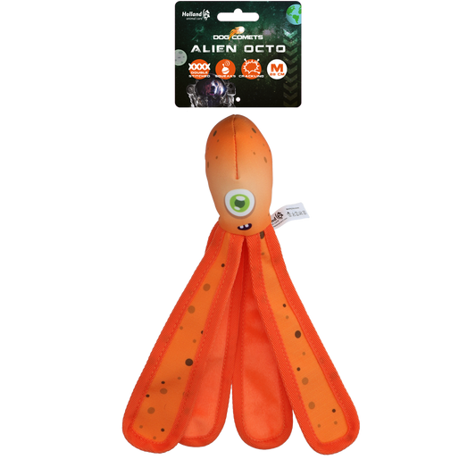 Dog Comets Alien Octo M Orange – Interaktives Hundespielzeug Mit Quietscher Und Knistern