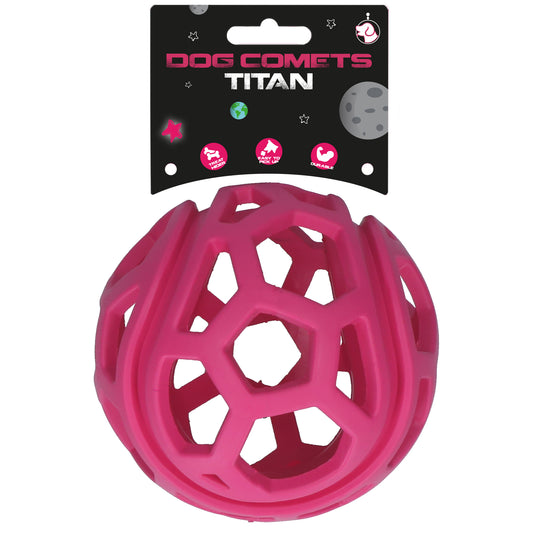 Dog Comets Titan Rosa – Langlebiges Naturgummi Spielzeug für Leckereien