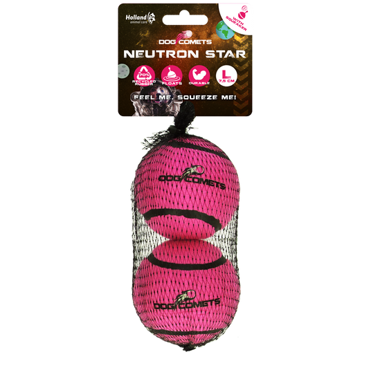 Dog Comets Neutron Star Tennisball Mit Quietscher L Rosa – Unzerstörbar Und Hochspringend (2-Pack)