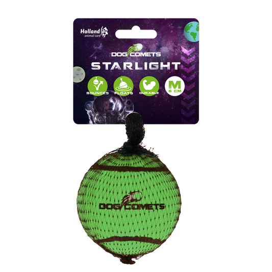 Dog Comets Starlight Tennisball M Grün – Praktisch Unzerstörbar für Intensives Spielen