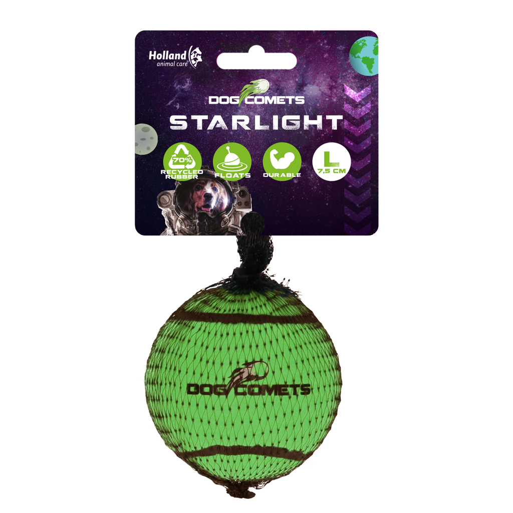 Dog Comets Starlight Tennisball L Grün – Praktisch Unzerstörbar und Hoch Springend