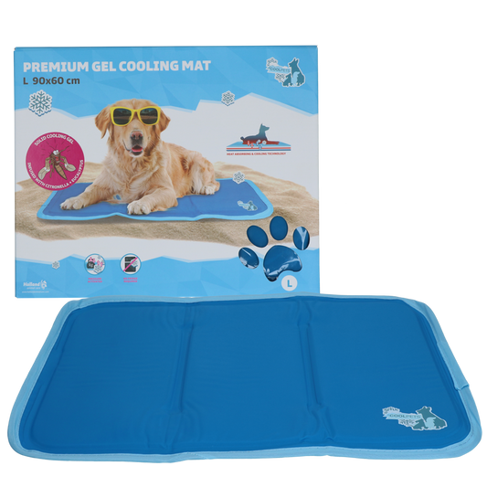 CoolPets Premium Gel Kühlmatte L 60x90cm – Temperaturregulierend mit Citronella und Eukalyptus