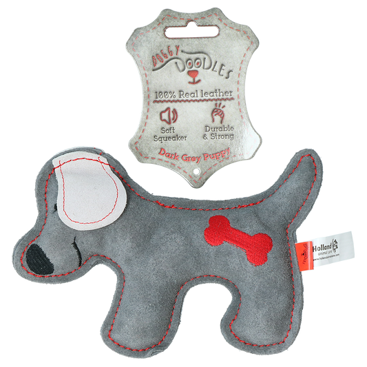 Doggy Doodles Donkey Braun Welpe – Hochwertiges Rindsleder mit Lautarmem Quietscher