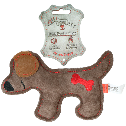Doggy Doodles Donkey Braun – Extrem Langlebiges Kuscheltier mit Lautarmem Quietscher