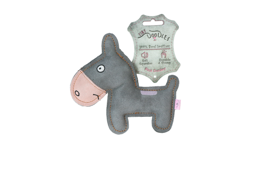 Tiny Doodles Esel Rosa – Hochwertiges Rindsleder mit Lautarmen Quietscher